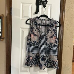 Cabi sheer V-neck peplum blouse